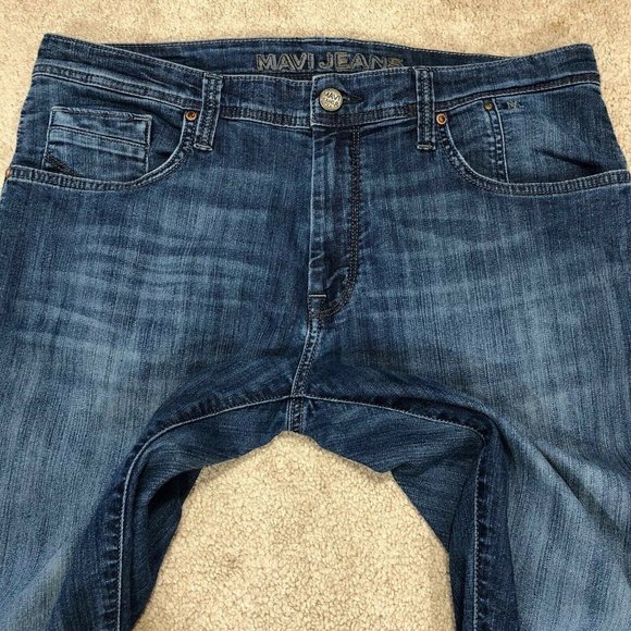 Mavi Mens Jeans Jake Slim Leg Stretch Blue Jeans - Picture 3 of 8